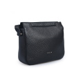 Black Leather Crossbody Bag Purse With Zipper Pocket