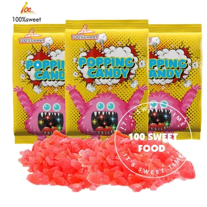 Factory Custom Popping Candy Rocks - Fizzy Pop Candies with Magic Popping Strawberry + Orange Flavor
