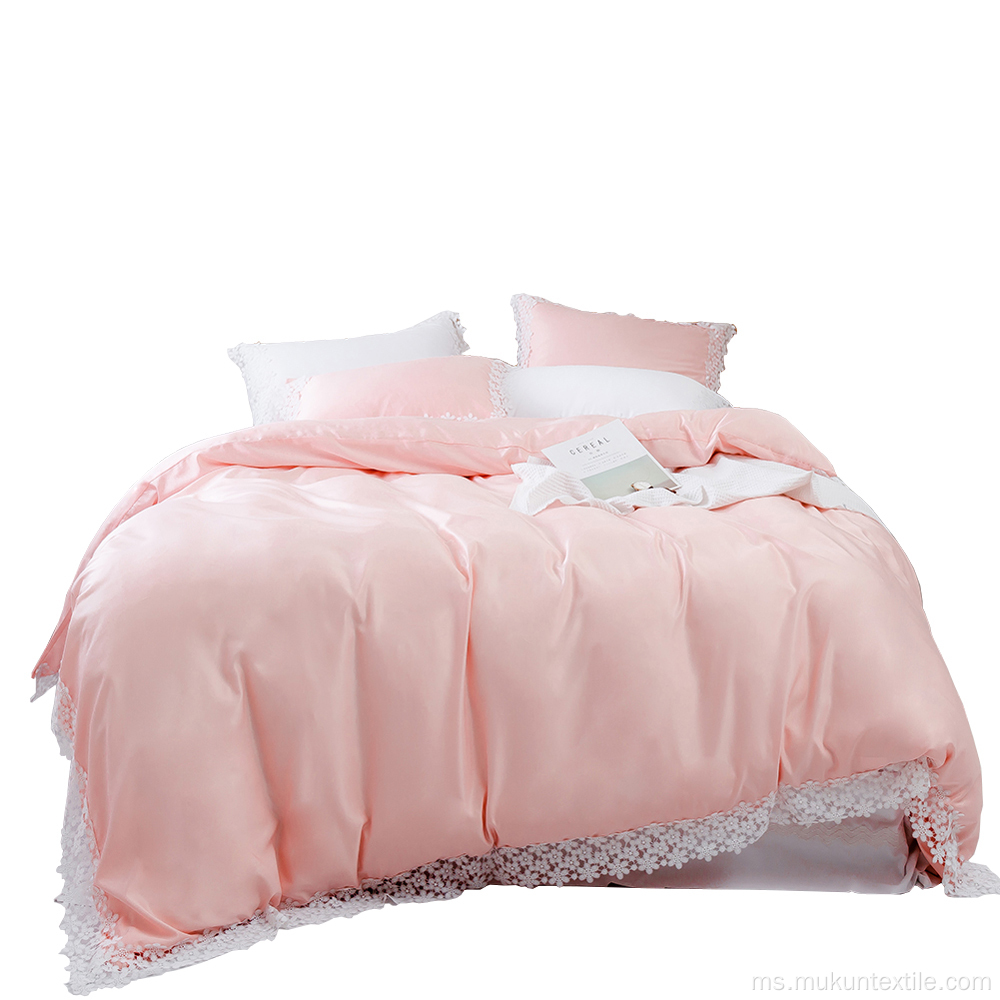 Pink 100% Viscose Rayon Race Bedding Set