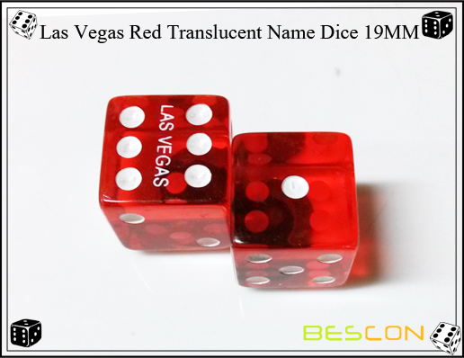 Las Vegas Red Translucent Name Dice 19MM