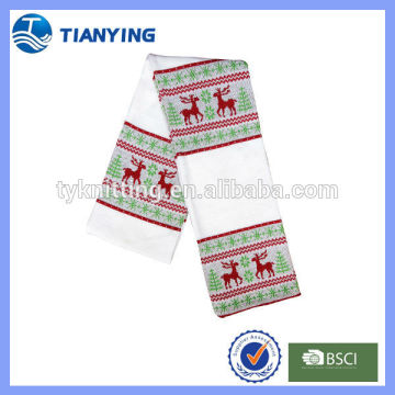 fashion reindeer jacquard acrylic christmas scarf