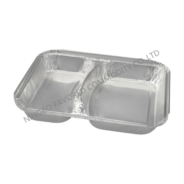 Aluminium foil container 2 compart shallow pan