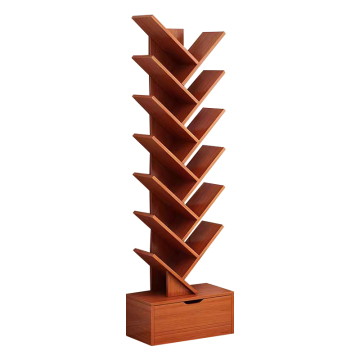 Modern Tree Bookshelf Bookcase with Integrated Wooden Cabinet Storage