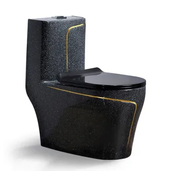 Luxurious Modern Black Gold Bathroom Furniture with Spotted Toilet Flush