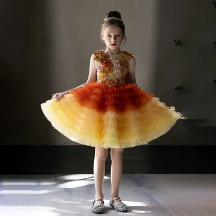 Embroidered Pearl Skirt Dress for Girls