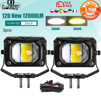CO LIGHT 12D 3" 100W Led Motocycle Headlight 6000K 3000K LED Work Light Fog Lamp 12000LM for Moto Scooters ATV Car Truck 12V 24V