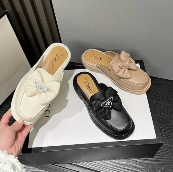 Factory Direct Women's Bowknot Flat Summer Slippers & Half Shoes