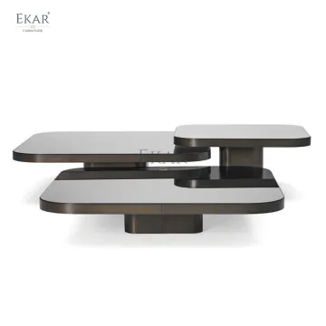 Modern Stylish Outdoor Glass Coffee Table with Stainless Steel Base | Art Luxury Coffee Table