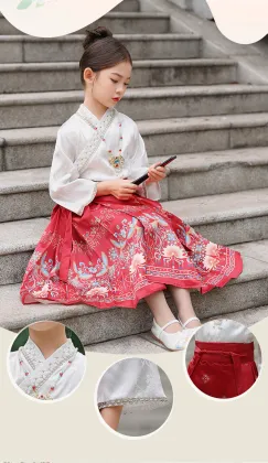 Spring-Autumn New Style Ming Style Hanfu Horse Skirt Set for Kids