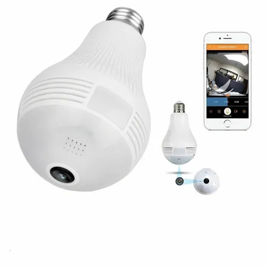 Wireless Fisheye 360° Panoramic 1080P Security Camera with Wi-Fi Baby Monitor and LED Bulb Function