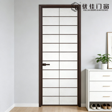 単一パネル グリッドすりガラス製スイング ドア