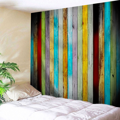 Vintage Planks Tapestry Wall Hanging Colorful Vertical Striped Wooden Board Wall Tapestry for Livingroom Bedroom Dorm Home Decor