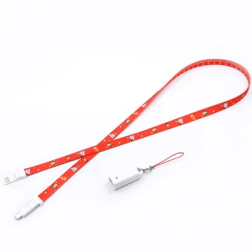 Yijiashishang New Innovation lanyards Integrated Charging Cable and Lanyard in One, 3 in 1 Keychain USB Charger Cable