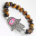 Yellow Tiger eye Gemstone Bracelet with Diamante Evil eye Piece