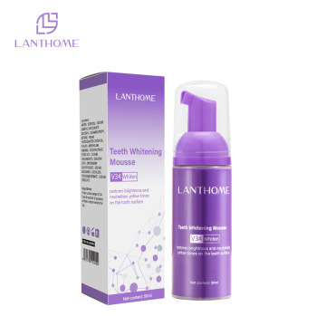 Pasta de dientes de espuma púrpura de etiqueta privada con fórmula blanqueadora de menta - lanthome v34 dientes mousse