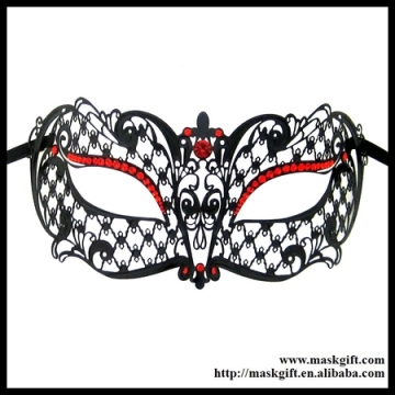 Excellent~ Venetian Black Lace Metal Masquerade Mask With Red Crystals MB001-RBK