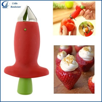 Strawberry Stem Leaves Huller Removal Fruit Corer Kitchen Gadgets Cute Red