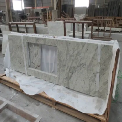 Andromeda White Granite Countertop Kitchen with Chamfered Edges