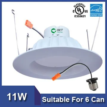 White trim Baffle UL ES Listed 120V 6inch 11w indoor led downlight