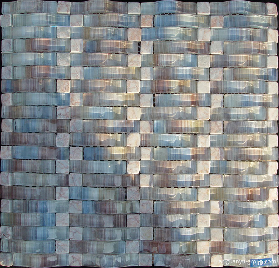 Arch Glass Mixed Stone Mosaic Tile