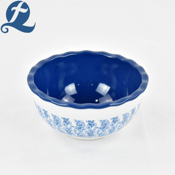 Exquisite Druck Blue Lotus Leaf Bowl Set