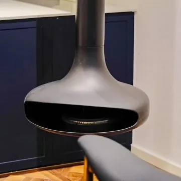 Indoor Steel Bioethanol Hanging Fireplace Elegance Ambiance Wood Fire Burning Suspended Fireplace