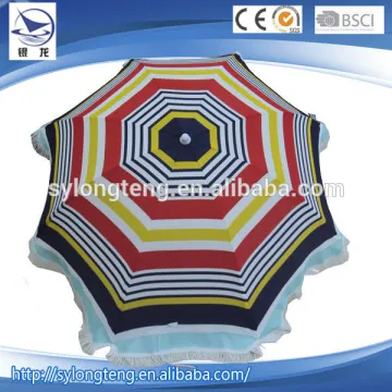 1.8M Wood Painting Beach Umbrella With Tassels