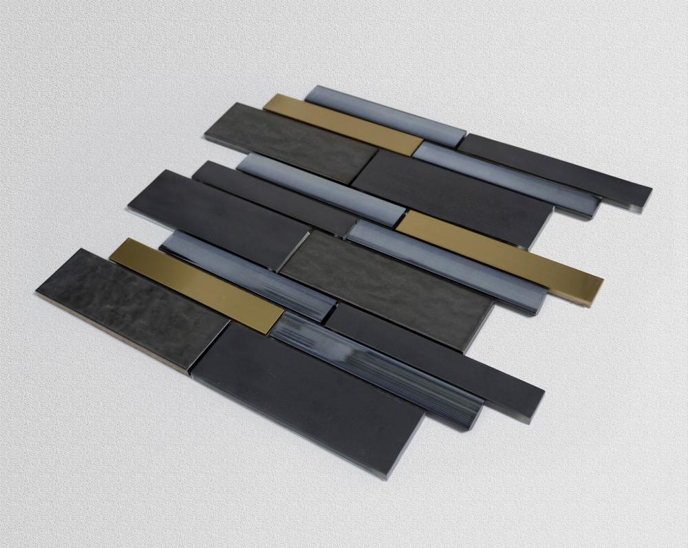 Black gold series simple wind glass mosaic tiles