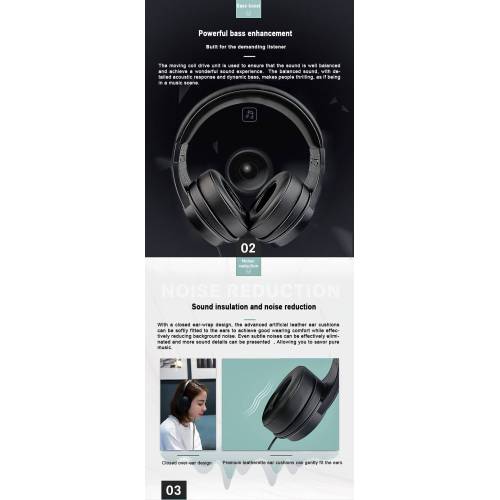 Piano wired over ear headset