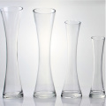 Tall Transparent Glass Bud Vases With Slanted Mouth