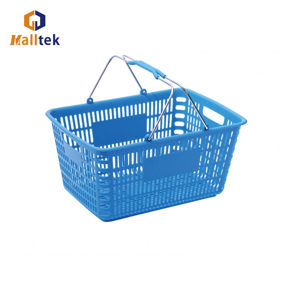 Environmentally blue metal Double handle shopping basket