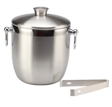 Stainless Steel Ice Bucket with ice tong, strainer
