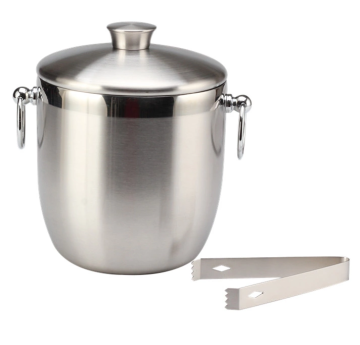 Stainless Steel Ice Bucket with ice tong, strainer