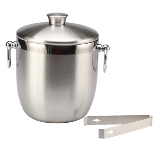 Stainless Steel Ice Bucket with ice tong, strainer