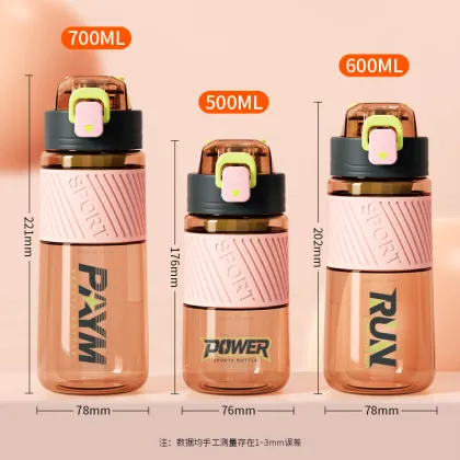 Outdoor sports water bottle with silicone cover 600ml