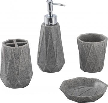 Gray Polyresin Bathroom Accessory Set 4-piece