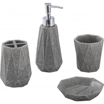 Gray Polyresin Bathroom Accessory Set 4-piece