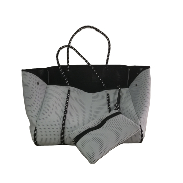 Extra Large Black Blue Grey Neoprene Tote Bags for Women - In Stock