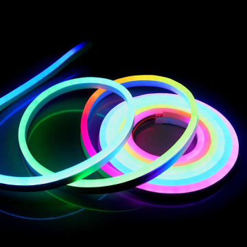 12V Multicolor Addressable RGB LED Neon Rope Flex Strip with DMX512 for Building Facade