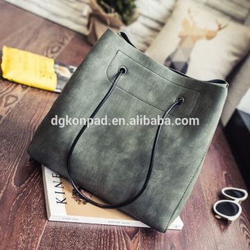 2016 Factory Sale Two PCS One Set Lady Rivet Tote Bag Girls Portable Shoulder Bags Women Leather Handbag