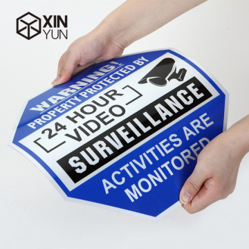 Aluminium Alloy Customized Safety Camera Warning Sign with Hexagon Rectangle Nameplate - 1mm Print