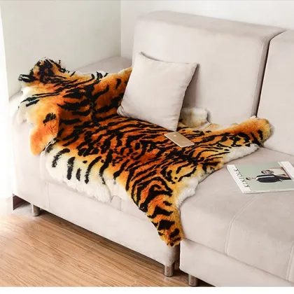100% Natural Australian Real Sheepskin material 43X27.5" tiger blanket tiger rug