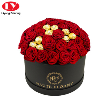 Cardboard Black Round Flower Rose Gift Box