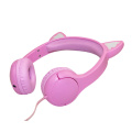 headphone anak-anak bercahaya LED telinga kucing