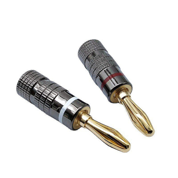 High Quality Gold-Plated 4MM Banana Plugs with Screw Lock for Audio Jack Speaker Connectors (2 Pcs)
