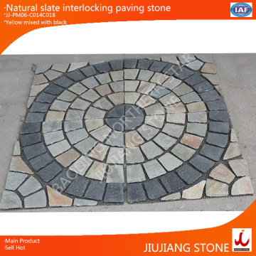 natural slate stone on mesh paving circles