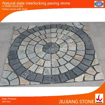 natural slate stone on mesh paving circles