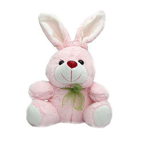 Giocattolo peluche di coniglio seduto rosa per bambini