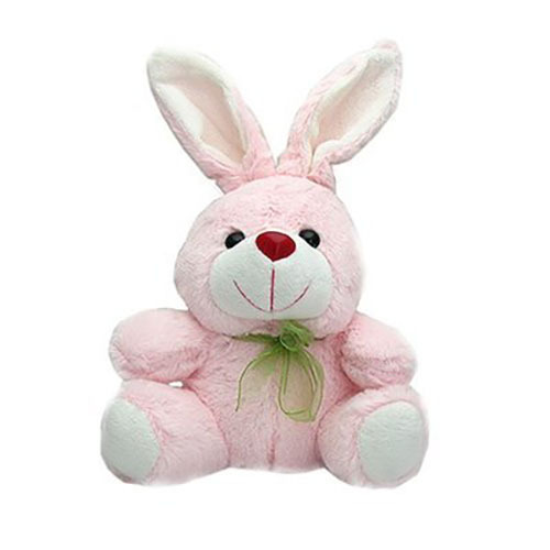 子供のためのピンクの座っているウサギのぬいぐるみおもちゃ