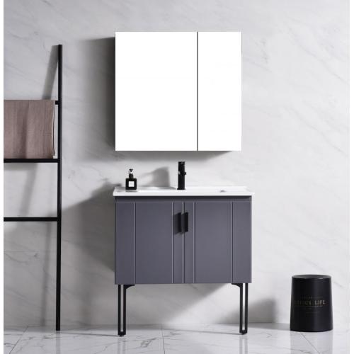 Nuevo gabinete de baño color gris y blanco